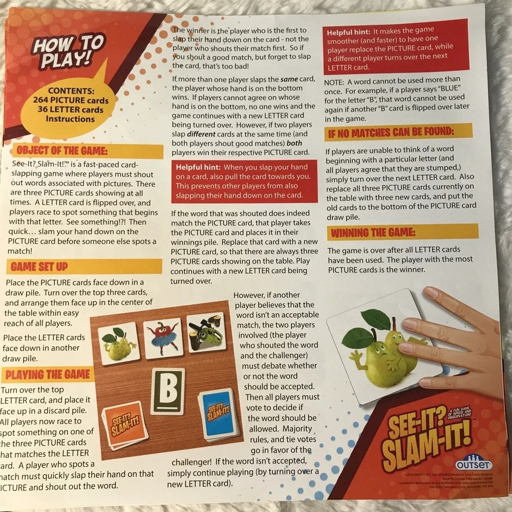 See-It? Slam-It!  COMPLETE Game by Outset 2016 FAMILY Word Party Game AGES 7+